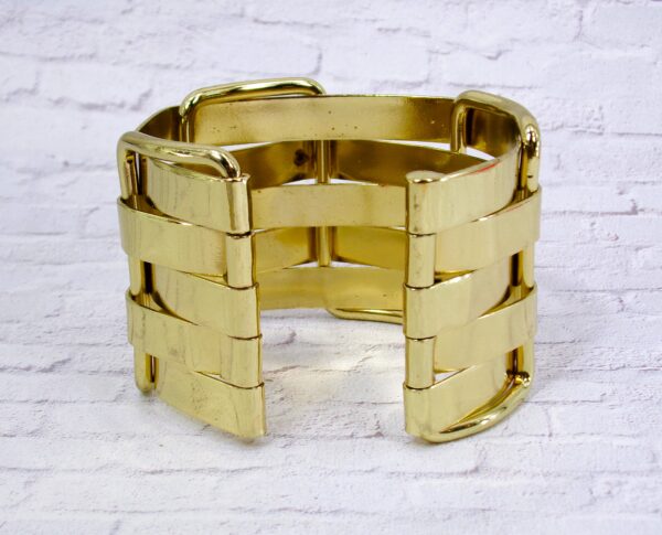 WIDE GOLD LAYERED METAL CUFF BRACELET - Image 7