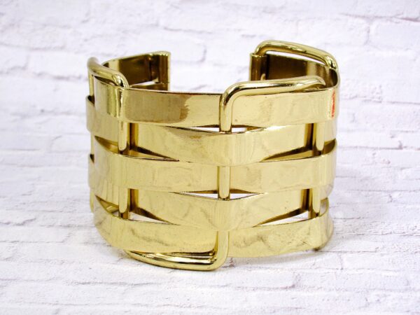 WIDE GOLD LAYERED METAL CUFF BRACELET - Image 5