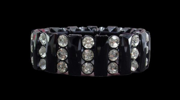 BLACK GLASS & CLEAR CRYSTAL STRETCH BRACELET - Image 8