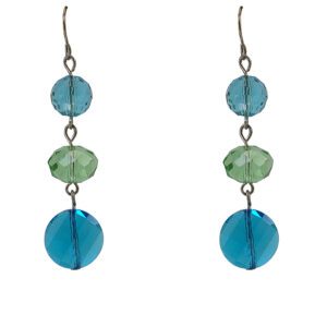 Aqua Blue and Light Green Glass Beaded Earrings