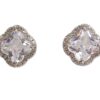 CUBIC ZIRCONIA STONE CLOVER SHAPE EARRINGS - Image 2