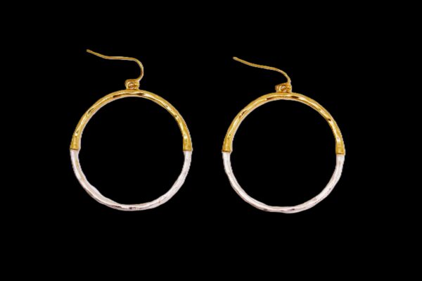 SILVER AND GOLD HOOP EARRINGS - Image 2