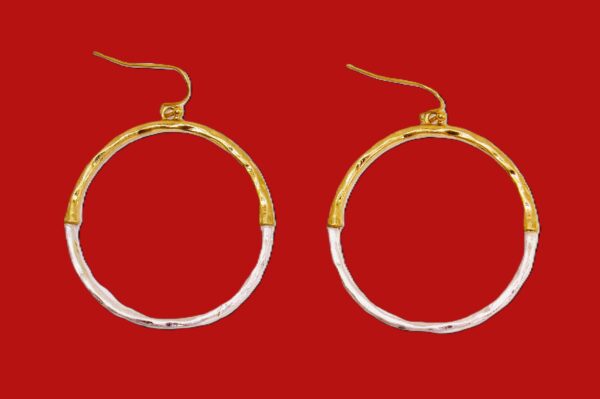 SILVER AND GOLD HOOP EARRINGS - Image 4