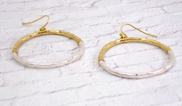 SILVER AND GOLD HOOP EARRINGS - Image 3