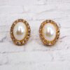 PEARL AND CRYSTAL OVAL EARRINGS - Image 5