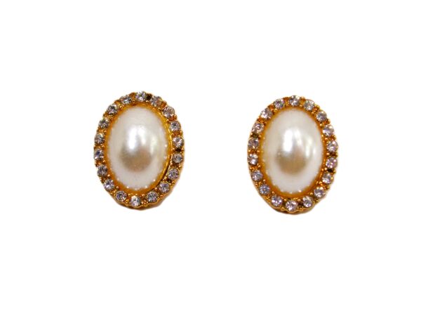 PEARL AND CRYSTAL OVAL EARRINGS