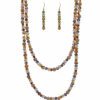 DOUBLE ROW NECK & EARRING SET WITH STONE, GLASS, AND METAL BEADS - Image 12