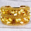 NATURAL SHELL AND GLASS BEAD CUFF BRACELET - Image 6