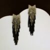 CRYSTAL BOW AND CHAIN FRINGE EARRINGS - Image 4