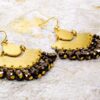 BURNISHED GOLD COLOR EARRING WITH GRAY GLASS BEADS - Image 6