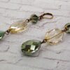 GREEN AND BEIGE COLOR GLASS BEAD EARRINGS - Image 4