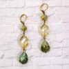 GREEN AND BEIGE COLOR GLASS BEAD EARRINGS - Image 2