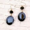 BLACK GLASS DOUBLE BEAD EARRINGS - Image 5