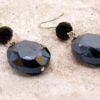 BLACK GLASS DOUBLE BEAD EARRINGS - Image 3