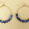 GOLD HOOP EARRINGS WITH GRAY STONE BEADS - Image 7