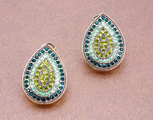GREEN CRYSTAL TEARDROP EARRINGS - Image 6