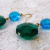 GREEN AND BLUE GLASS BEAD EARRINGS - Image 3