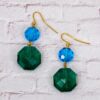 GREEN AND BLUE GLASS BEAD EARRINGS - Image 5