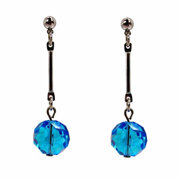 AQUA BLUE GLASS BEAD EARRINGS