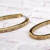GOLD OVAL CRYSTAL HOOP EARRINGS - Image 6