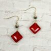 RED AND GRAY GLASS BEAD EARRINGS - Image 6