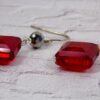 RED AND GRAY GLASS BEAD EARRINGS - Image 4