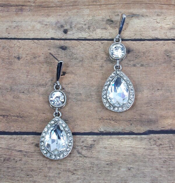 LONG CRYSTAL TEARDROP EARRINGS - Image 8