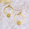 GOLD HOOP EARRINGS WITH GOLD STONE ACCENT - Image 3