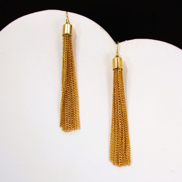 GOLD FRINGE CHAIN EARRINGS - Image 2
