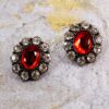 RED AND CLEAR OVAL CRYSTAL EARRINGS - Image 4