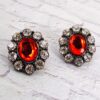 RED AND CLEAR OVAL CRYSTAL EARRINGS - Image 7
