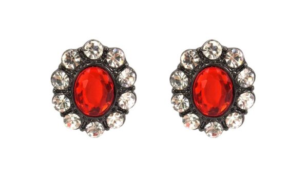 RED AND CLEAR OVAL CRYSTAL EARRINGS - Image 10