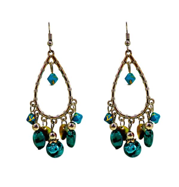TURQUOISE BEADED HOOP EARRINGS