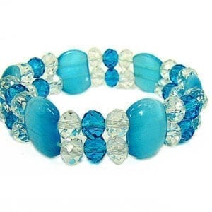 bracelet with large turquoise beads and crystals