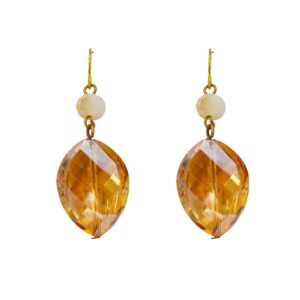 TOPAZ ORANGE COLOR GLASS BEAD EARRINGS