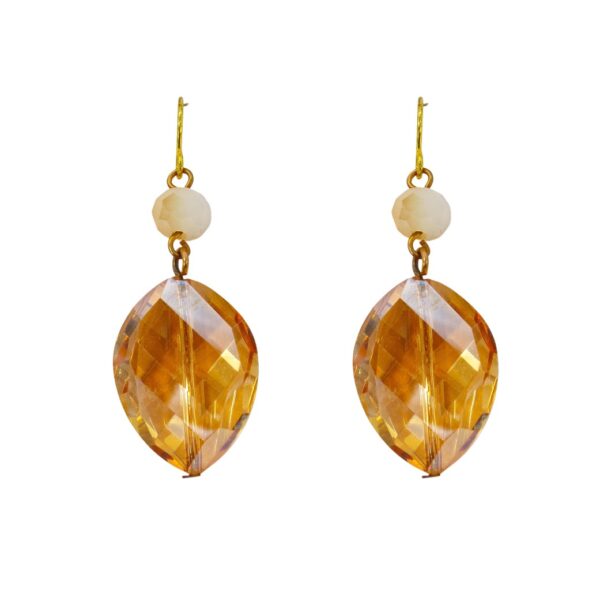 TOPAZ ORANGE COLOR GLASS BEAD EARRINGS