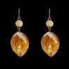 TOPAZ ORANGE COLOR GLASS BEAD EARRINGS - Image 4