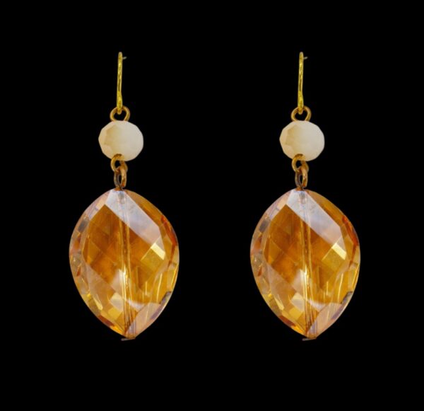 TOPAZ ORANGE COLOR GLASS BEAD EARRINGS - Image 4