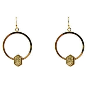 circular earrings with golden pendant