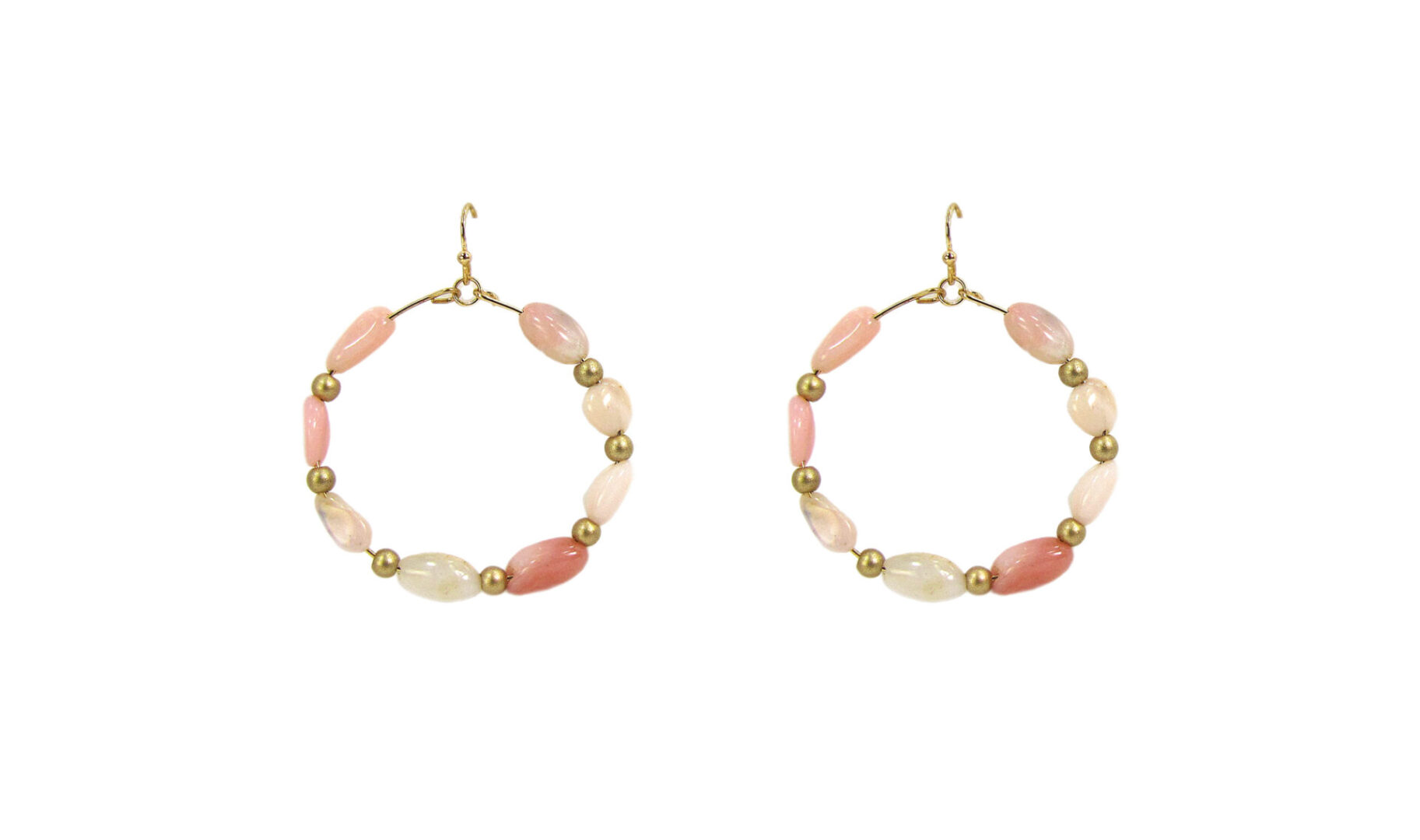 earrings with rows of pink beads