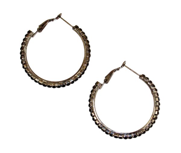 BLACK CRYSTAL HOOP EARRINGS - Image 3