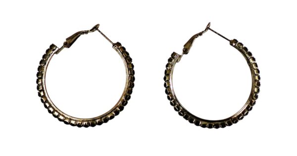 BLACK CRYSTAL HOOP EARRINGS - Image 2