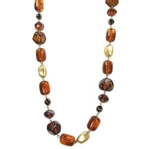 necklace with deep brown pebble stones