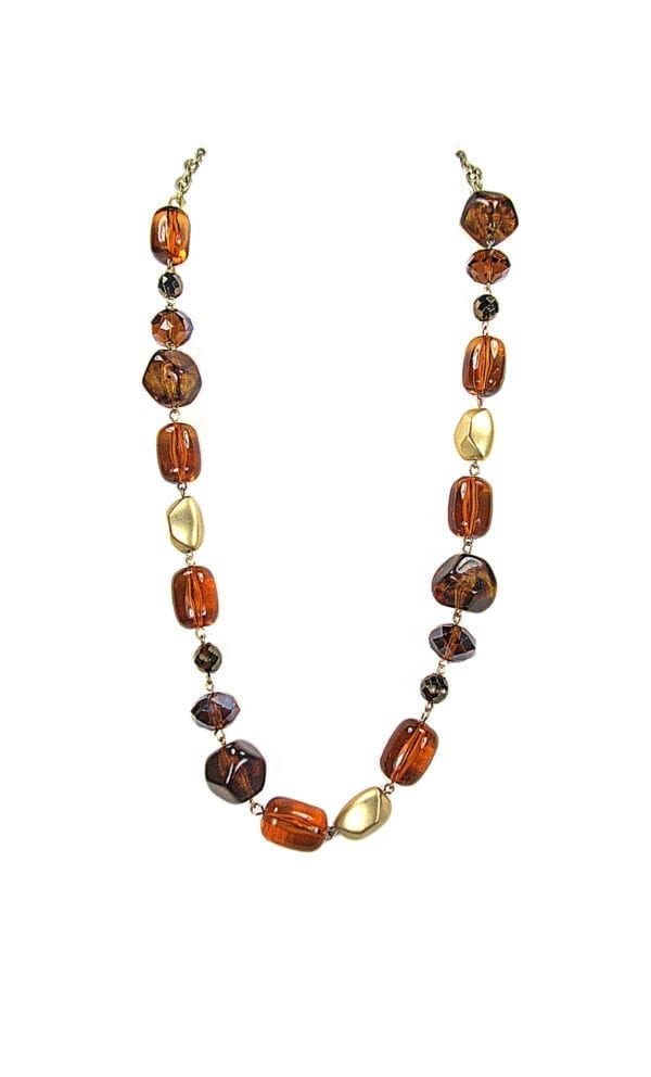 necklace with deep brown pebble stones