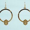 GOLD HOOP EARRINGS WITH GOLD STONE ACCENT - Image 6