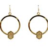 GOLD HOOP EARRINGS WITH GOLD STONE ACCENT