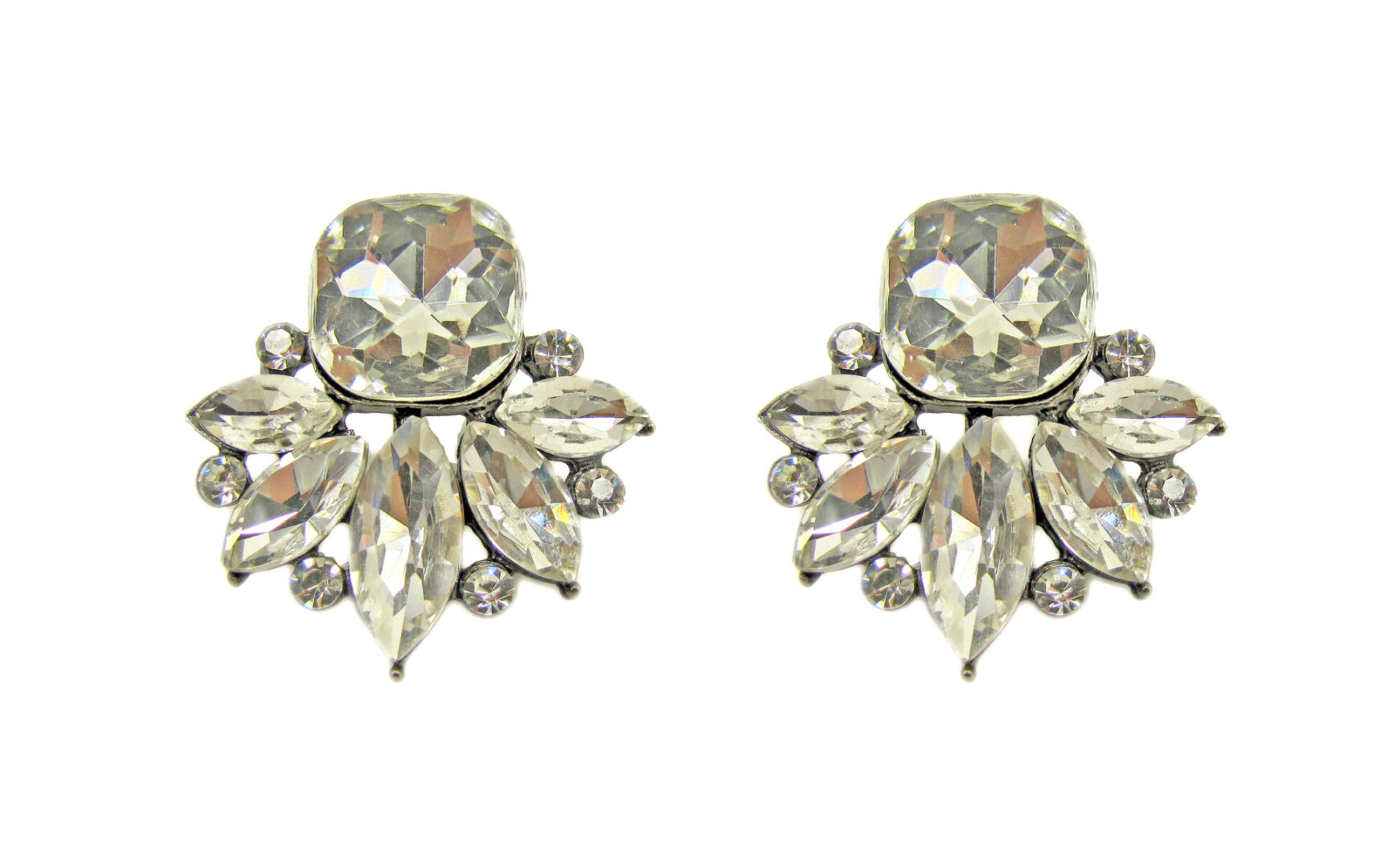 earrings with clusters of white crystals