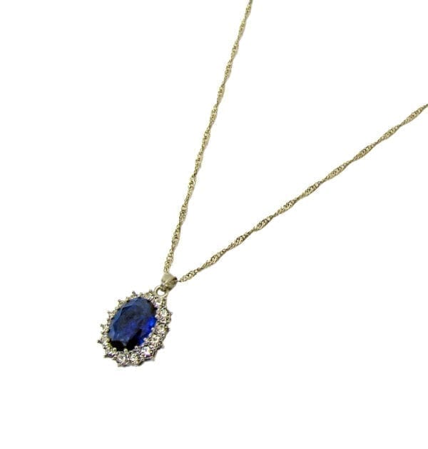 necklace with sapphire pendant
