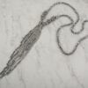 LONG GRAY BLACK DIAMOND GLASS BEADED TASSEL NECKLACE - Image 3
