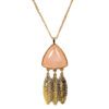 Rose Quartz Stone and Feather Pendant